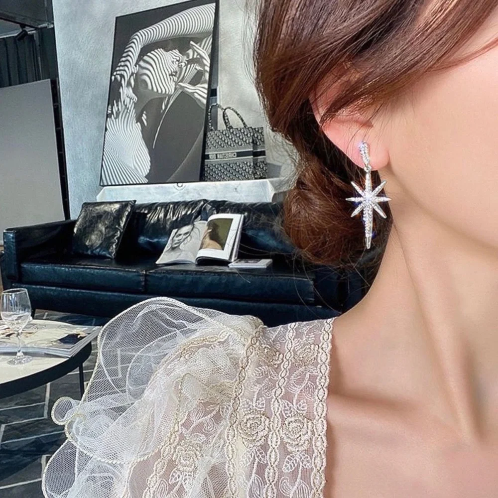 Any 2/$20! Crystal Pave Starburst Drop Earrings - Picture 7 of 12